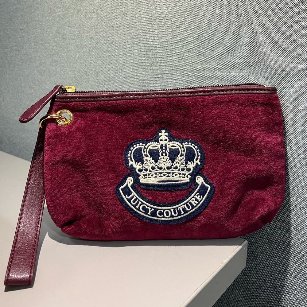 Juicy Couture Velour Zip Wristlet Bag